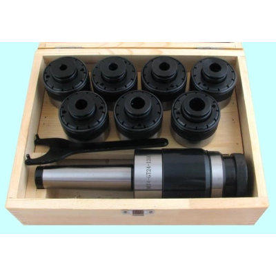 Патрон резьбонарезной с хвостовиком КМ4 с набором головок из 7шт. М12-М24 (MТ4-GT24-120L) CNIC