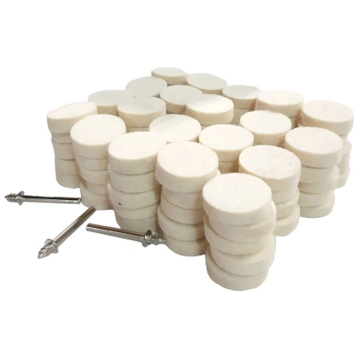 Набор кругов войлочных d22*6 мм, 0,4г/см³, уп-ка 100 шт с зажимными оправками