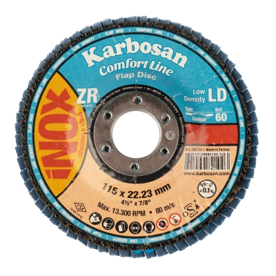 Круг лепестковый КЛТ 115х22/Р60 Karbosan Comfort Line ZR LD Flap Конический INOX