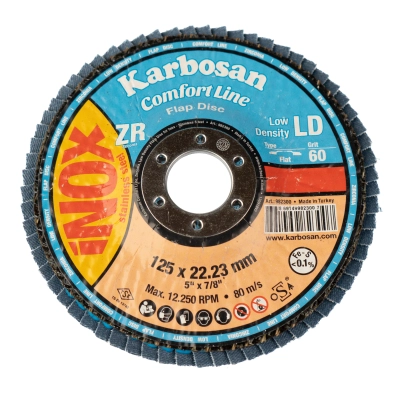 Круг лепестковый КЛТ 125х22/Р60 Karbosan Comfort Line ZR LD Flap Прямой INOX