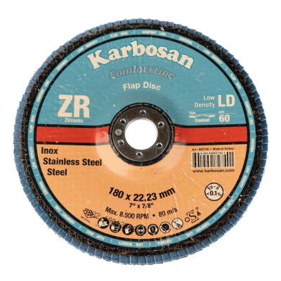 Круг лепестковый КЛТ 180х22/Р60 Karbosan Comfort Line ZR LD Flap Конический INOX